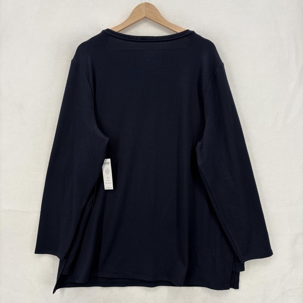 Chico's Ultimate Tee Shirt Womens XXL Navy Blue Soft Knit Long Sleeve Tunic Top - Picture 11 of 12